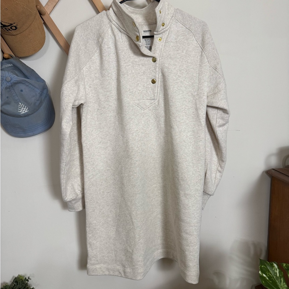 Cream Sweater Dress with bell sleeve
